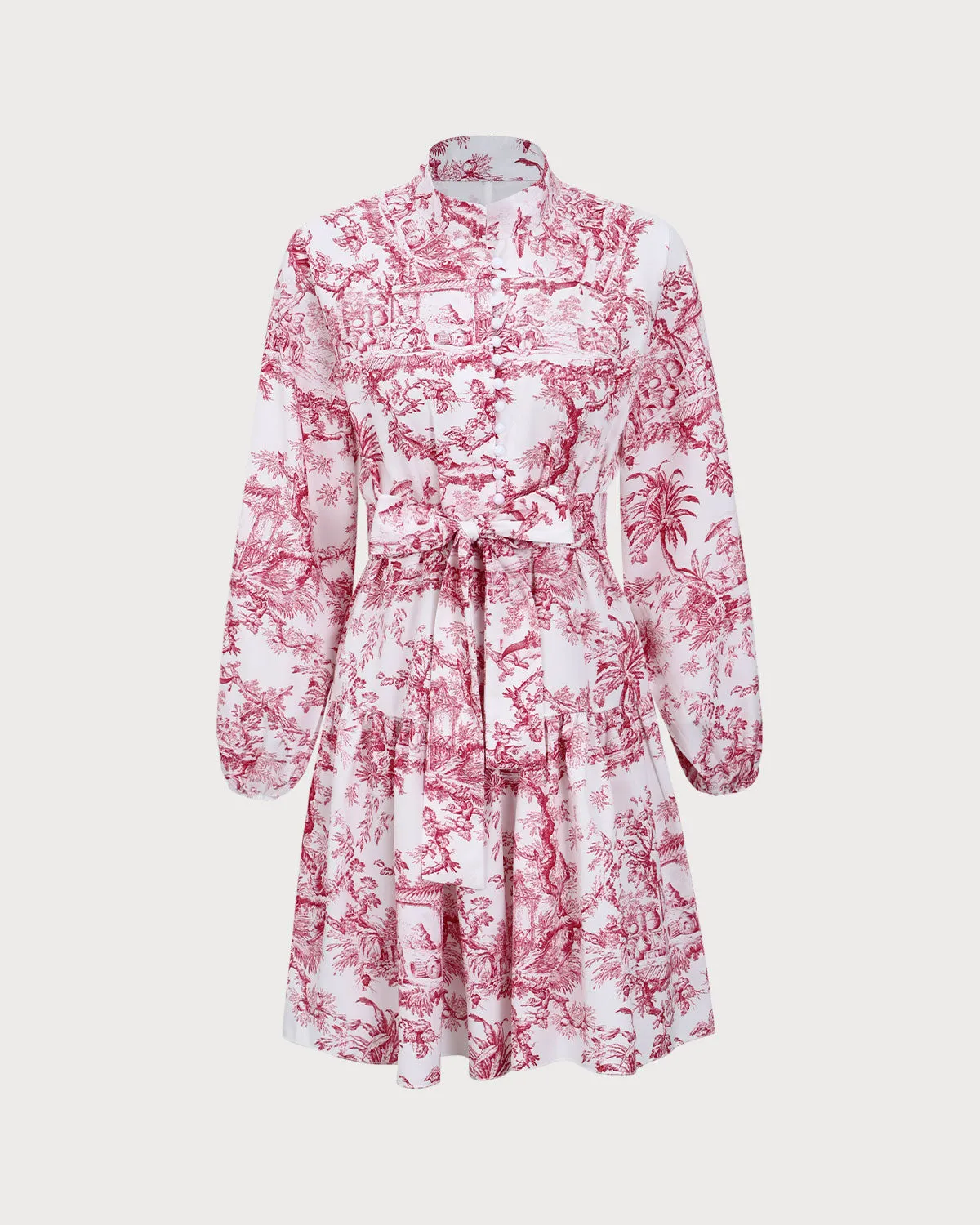 Red Floral Mock Neck Mini Dress sold by rihoas