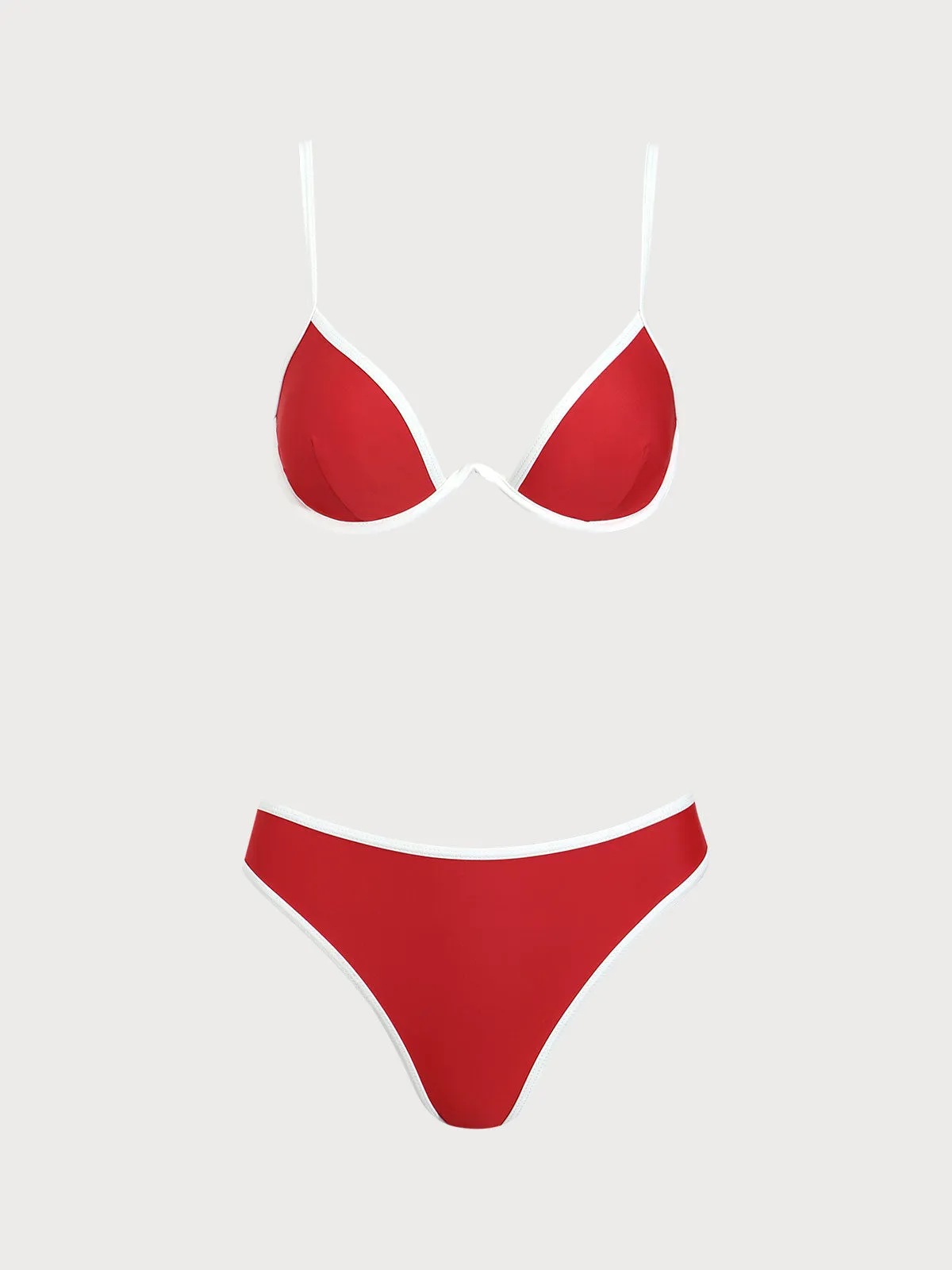 Red Contrast Underwire Bikini Set sold by rihoas product image thumbnail 5