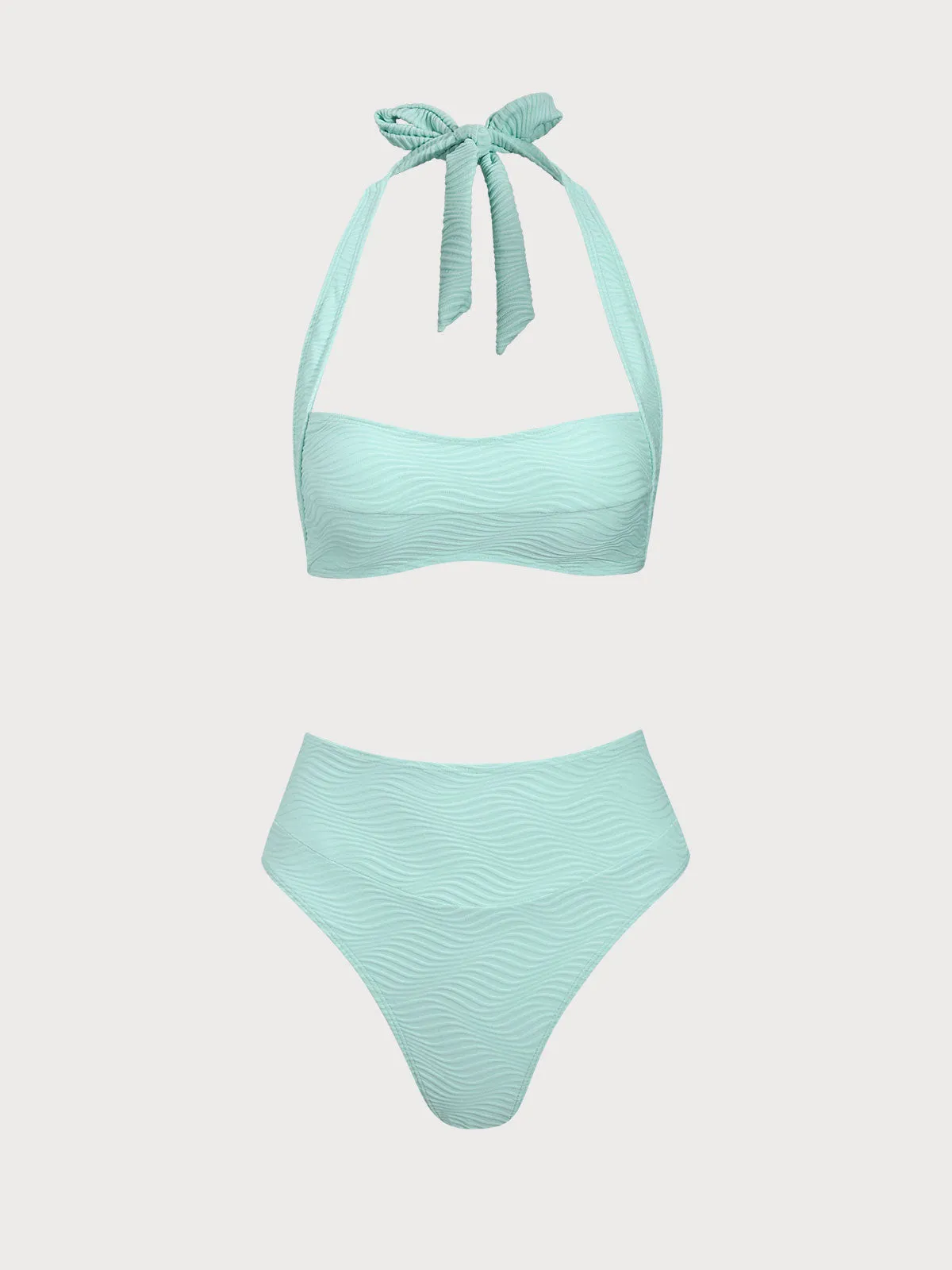 Green Wave Textured Halter Bikini Set sold by rihoas product image thumbnail 5