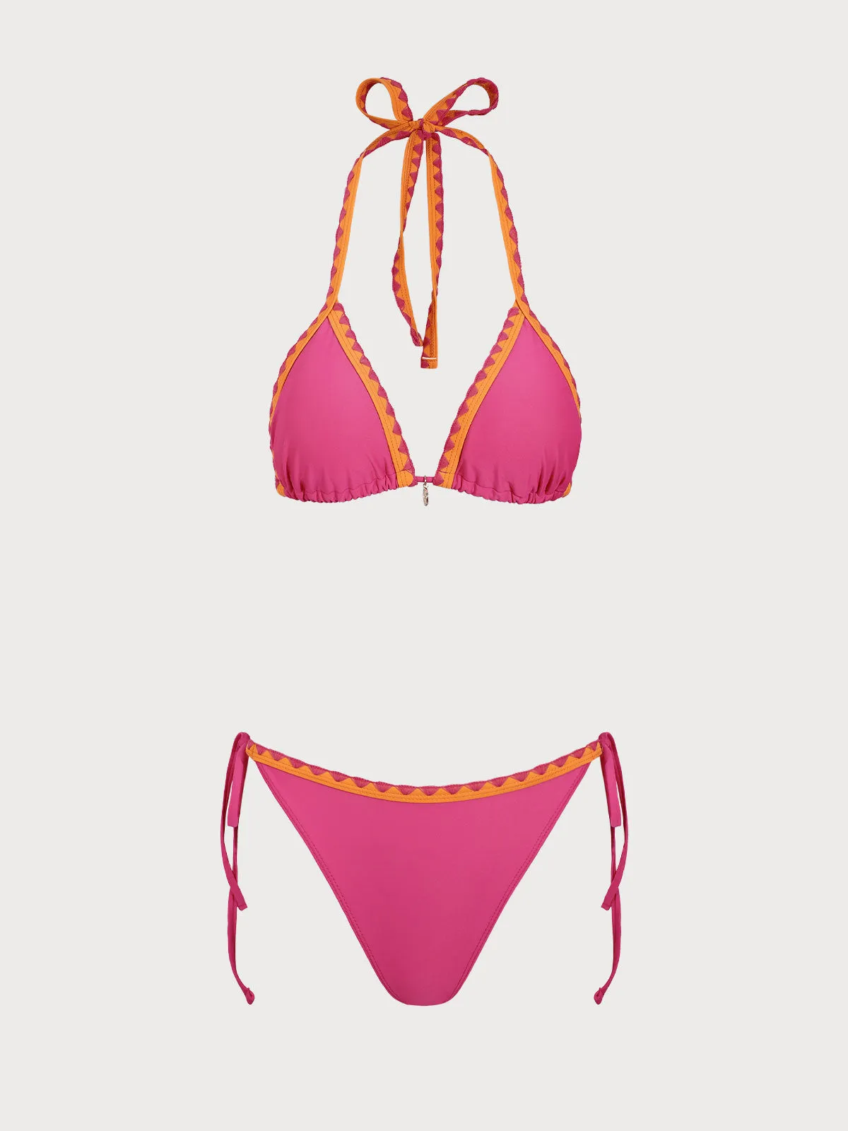 Pink Contrasting Knot Bikini Set sold by rihoas product image thumbnail 5