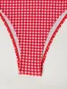 Red Plaid knot Bikini Set sold by rihoas