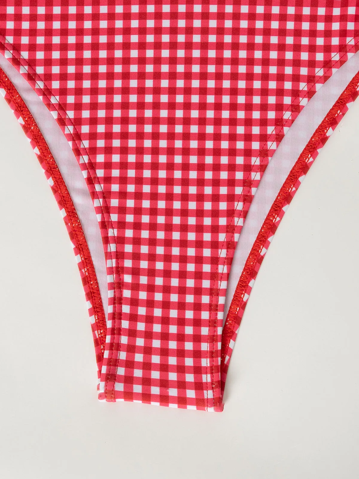 Red Plaid knot Bikini Set sold by rihoas product image thumbnail 3