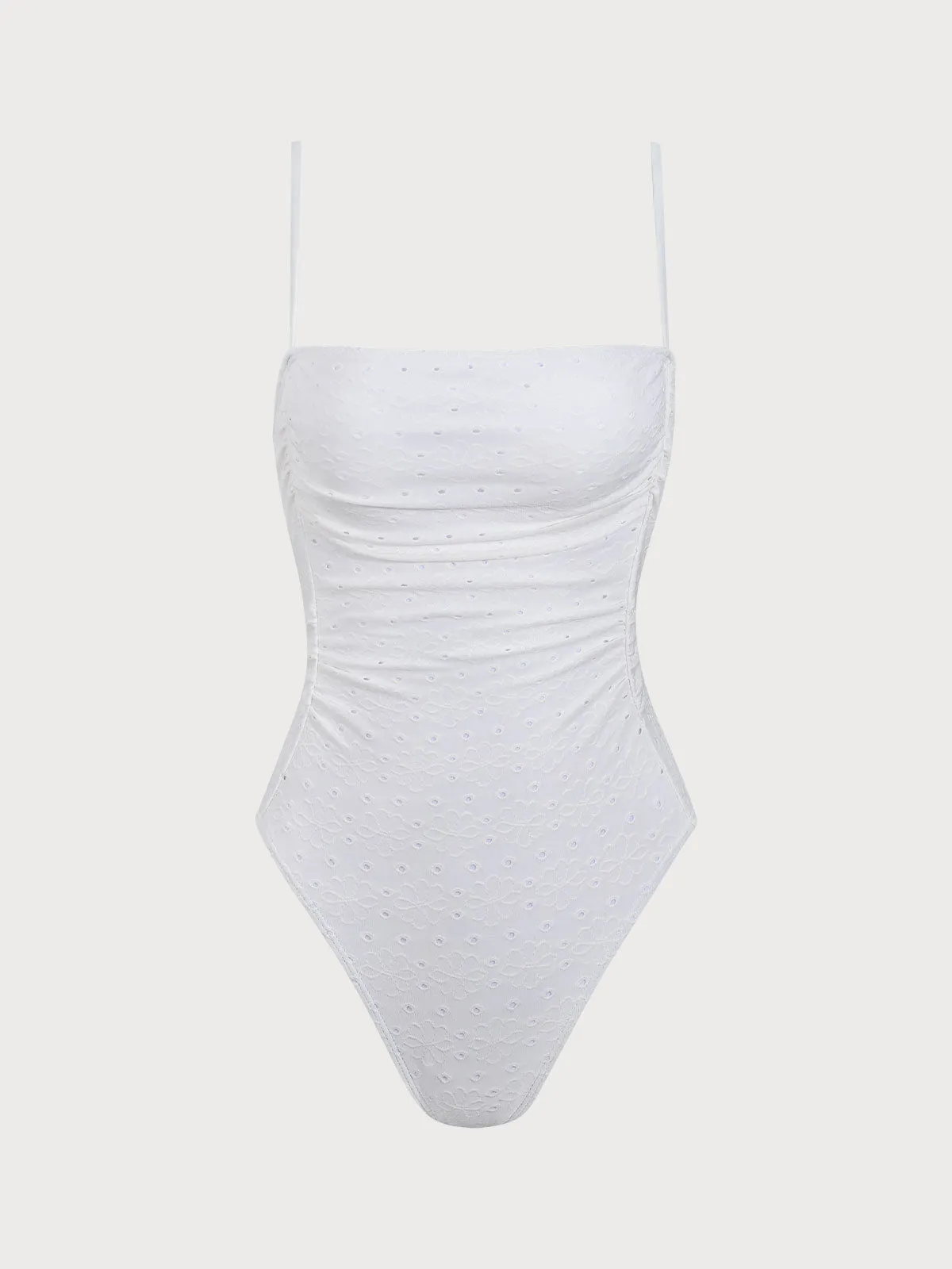 White Embroidery One-Piece Swimsuit sold by rihoas product image thumbnail 5