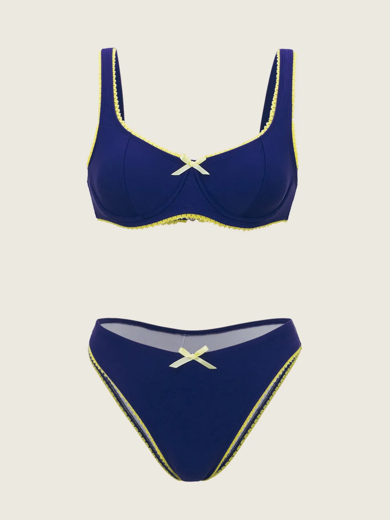 Blue Lace Contrasting Underwire Bikini Set sold by rihoas product image thumbnail 4