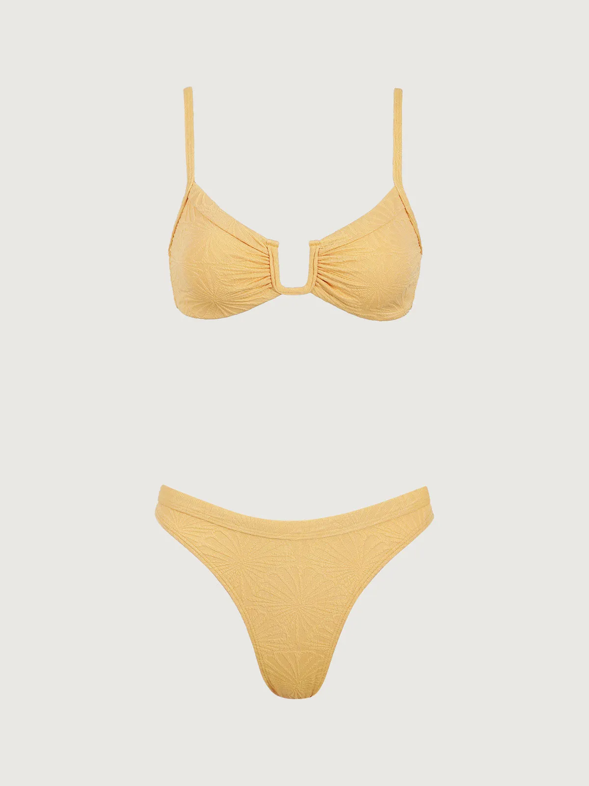 Yellow Geometric Jacquard Bikini Set sold by rihoas product image thumbnail 5