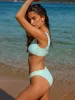 Green Jacquard Twist Bikini Set sold by rihoas