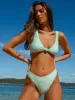 Green Jacquard Twist Bikini Set sold by rihoas