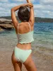 Green Hollow Knot Tankini Swimsuit sold by rihoas