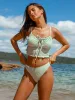 Green Hollow Knot Tankini Swimsuit sold by rihoas