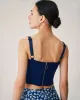 Navy Sweetheart Neck Crop Camis sold by rihoas