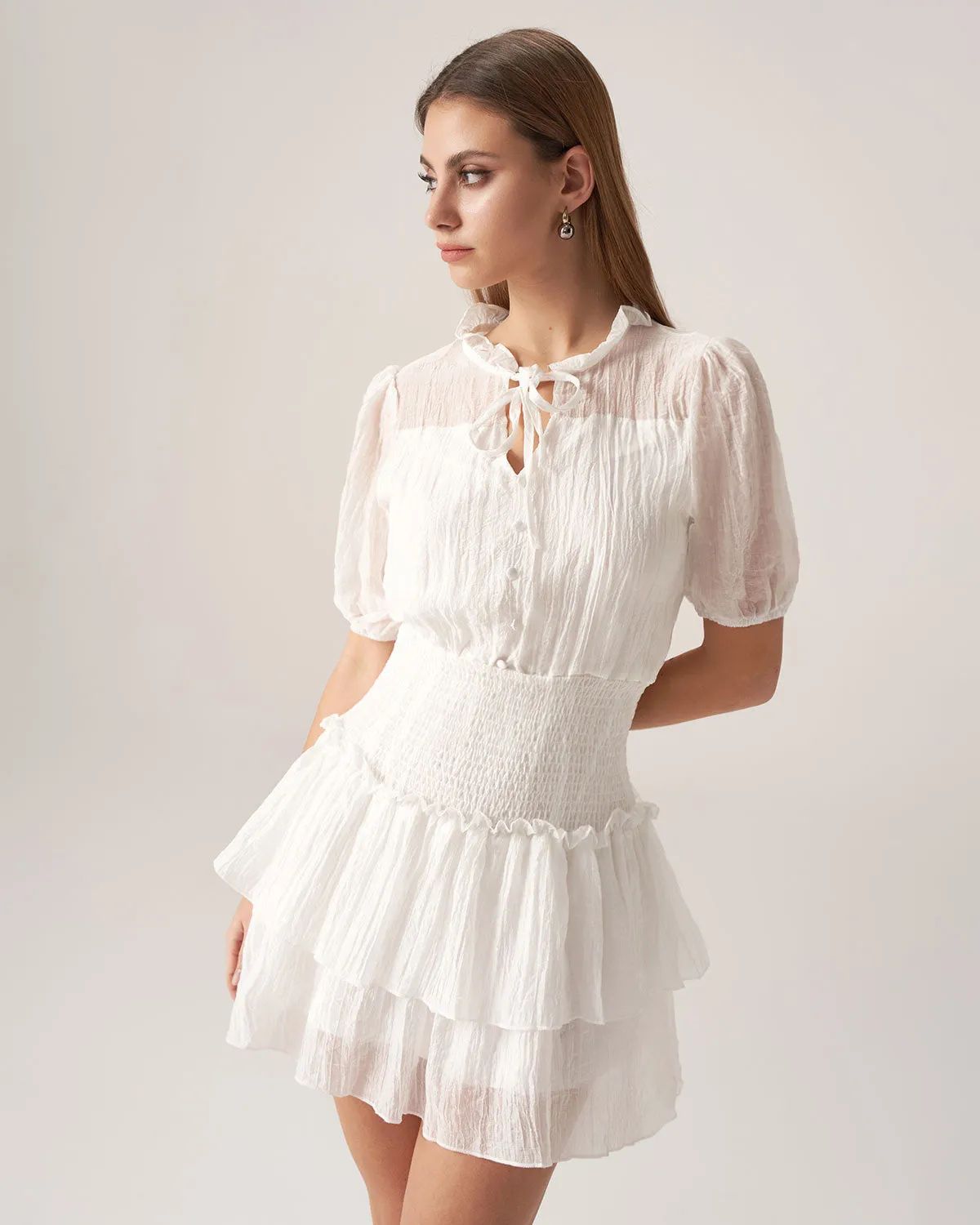 Bettydress White See Through Layered Mini Dress sold by rihoas