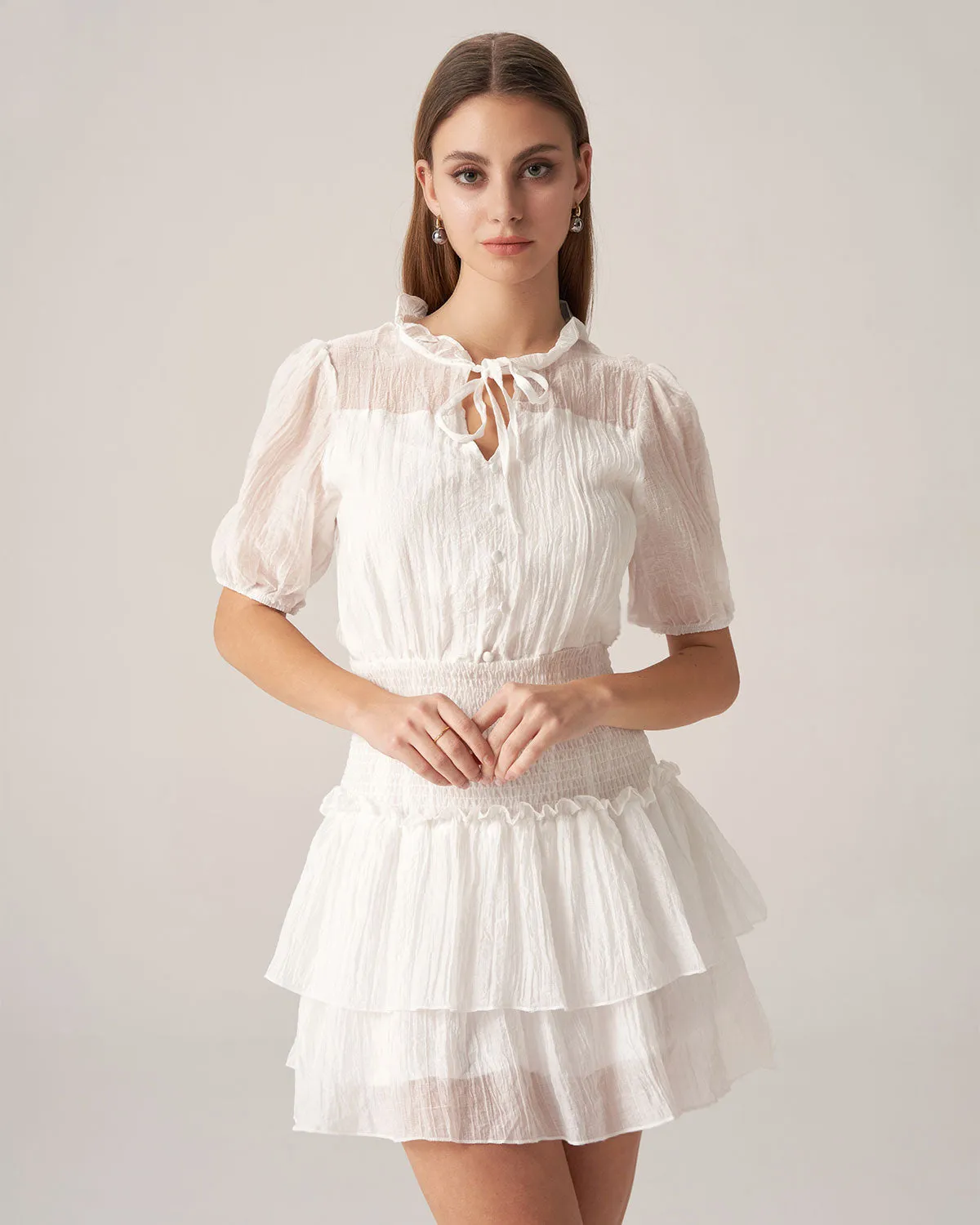 Bettydress White See Through Layered Mini Dress sold by rihoas product image thumbnail 3