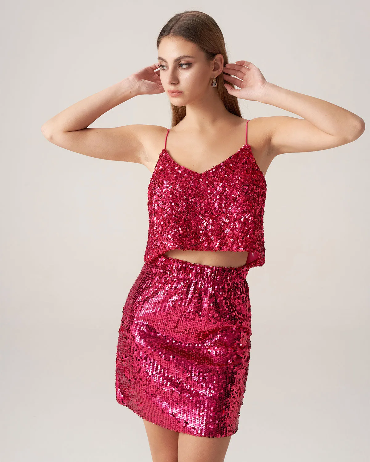 Bettydress-Red Sequins Straight Mini Skirt sold by rihoas