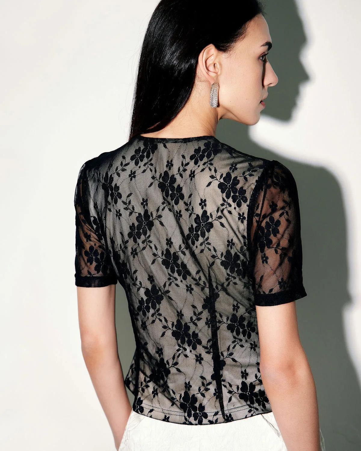 Black Lace Slim Tee sold by rihoas product image thumbnail 5