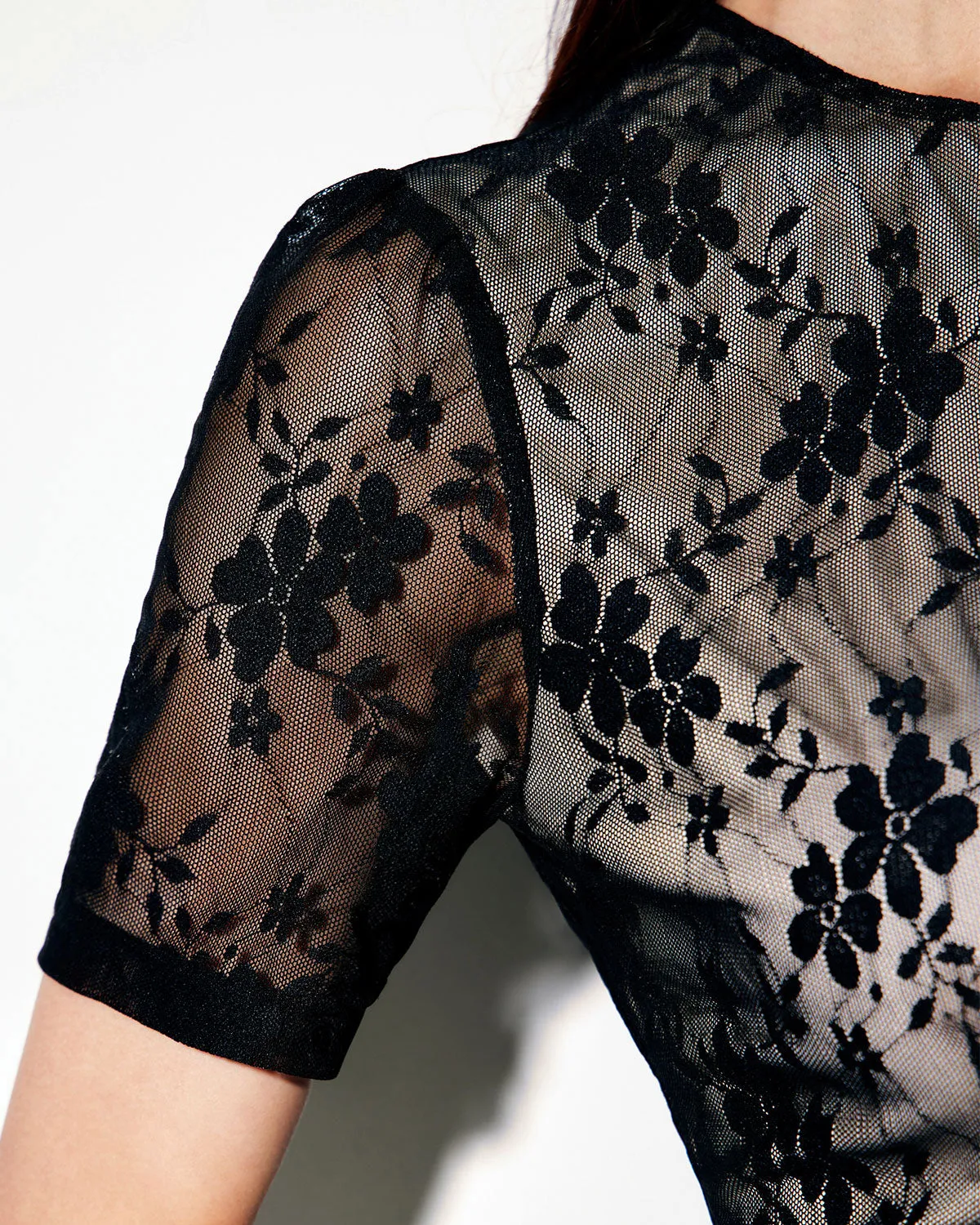 Black Lace Slim Tee sold by rihoas product image thumbnail 3