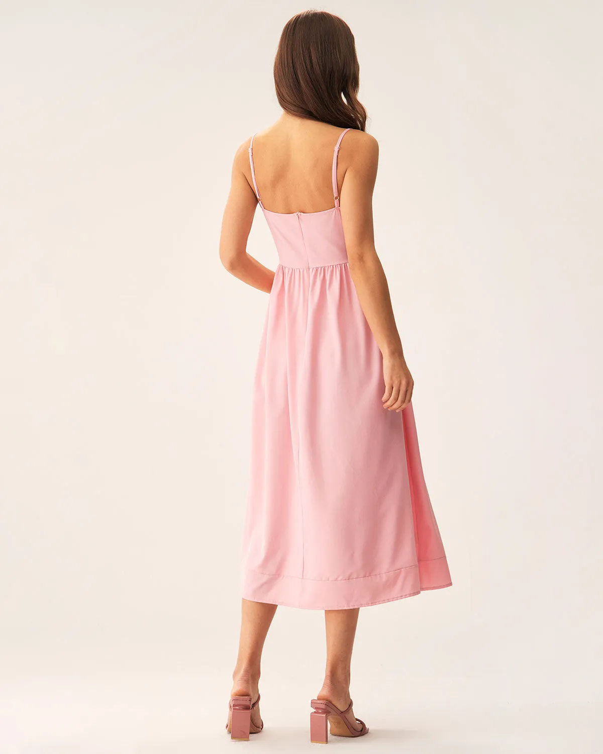 Pink A-Line Slip Midi Dress sold by rihoas product image thumbnail 5