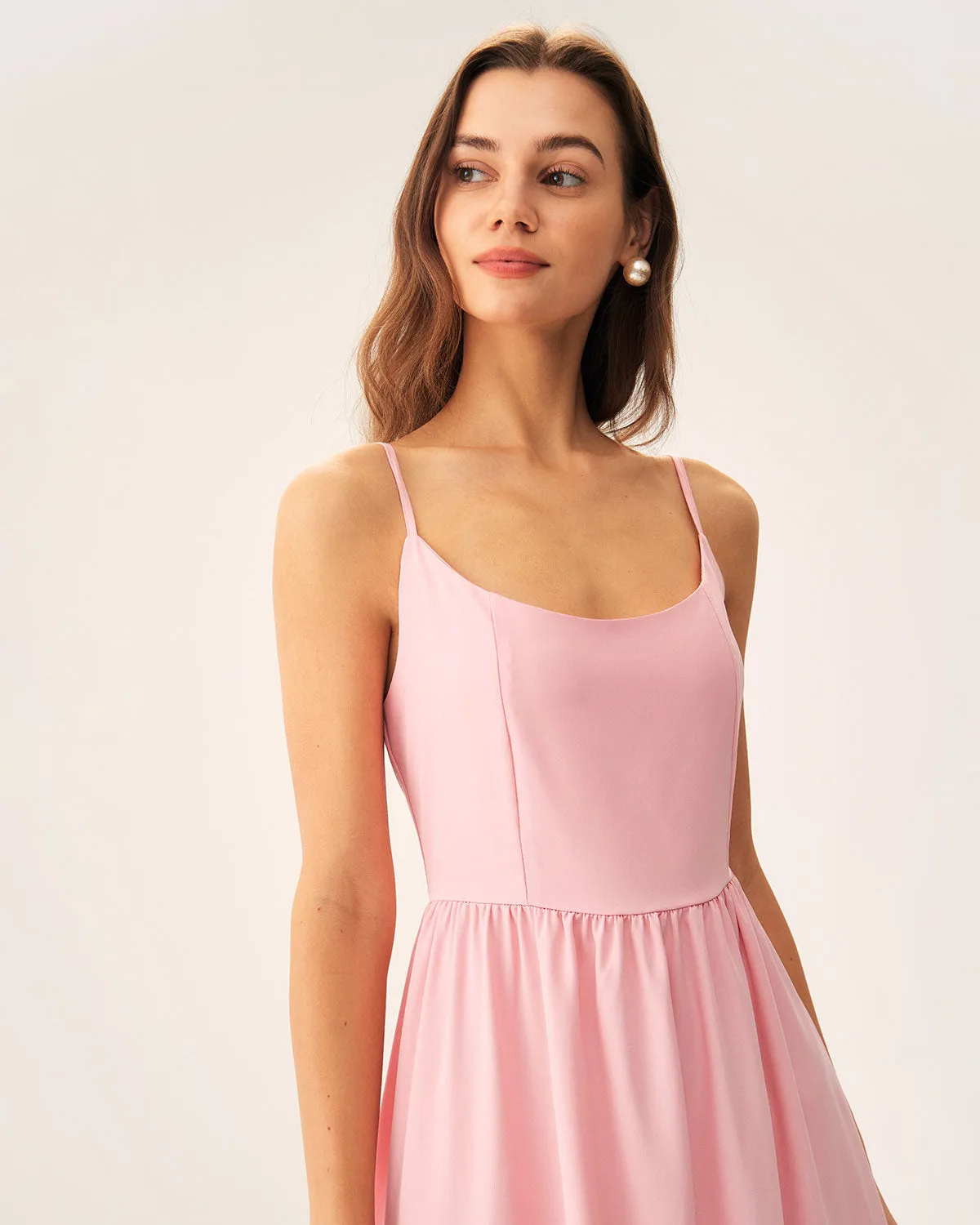 Pink A-Line Slip Midi Dress sold by rihoas product image thumbnail 2
