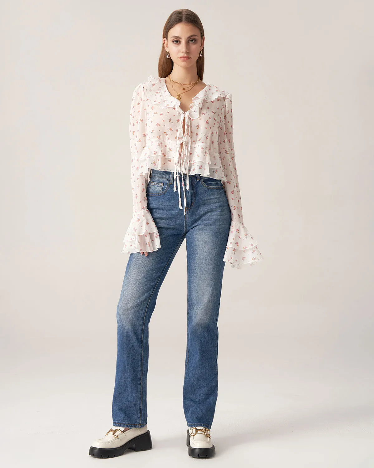 Bettydress-Floral See-through Ruffle Blouse sold by rihoas product image thumbnail 3
