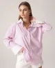 Bettydress Pink Contrast Striped Loose Shirt sold by rihoas