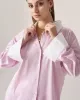 Bettydress Pink Contrast Striped Loose Shirt sold by rihoas