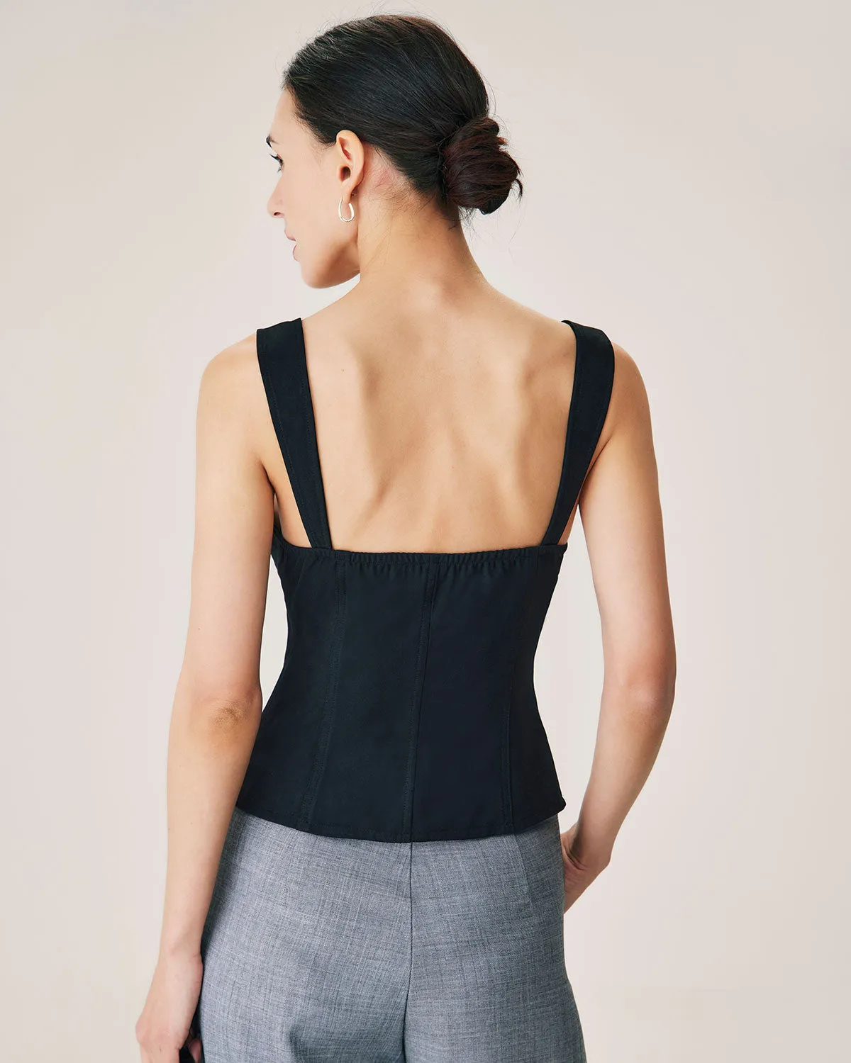 Black Lace Splicing Sweetheart Neck Camis sold by rihoas product image thumbnail 3