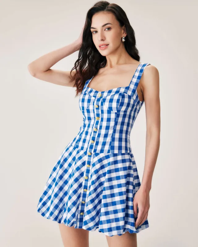 Blue Plaid Slip Mini Dress sold by rihoas