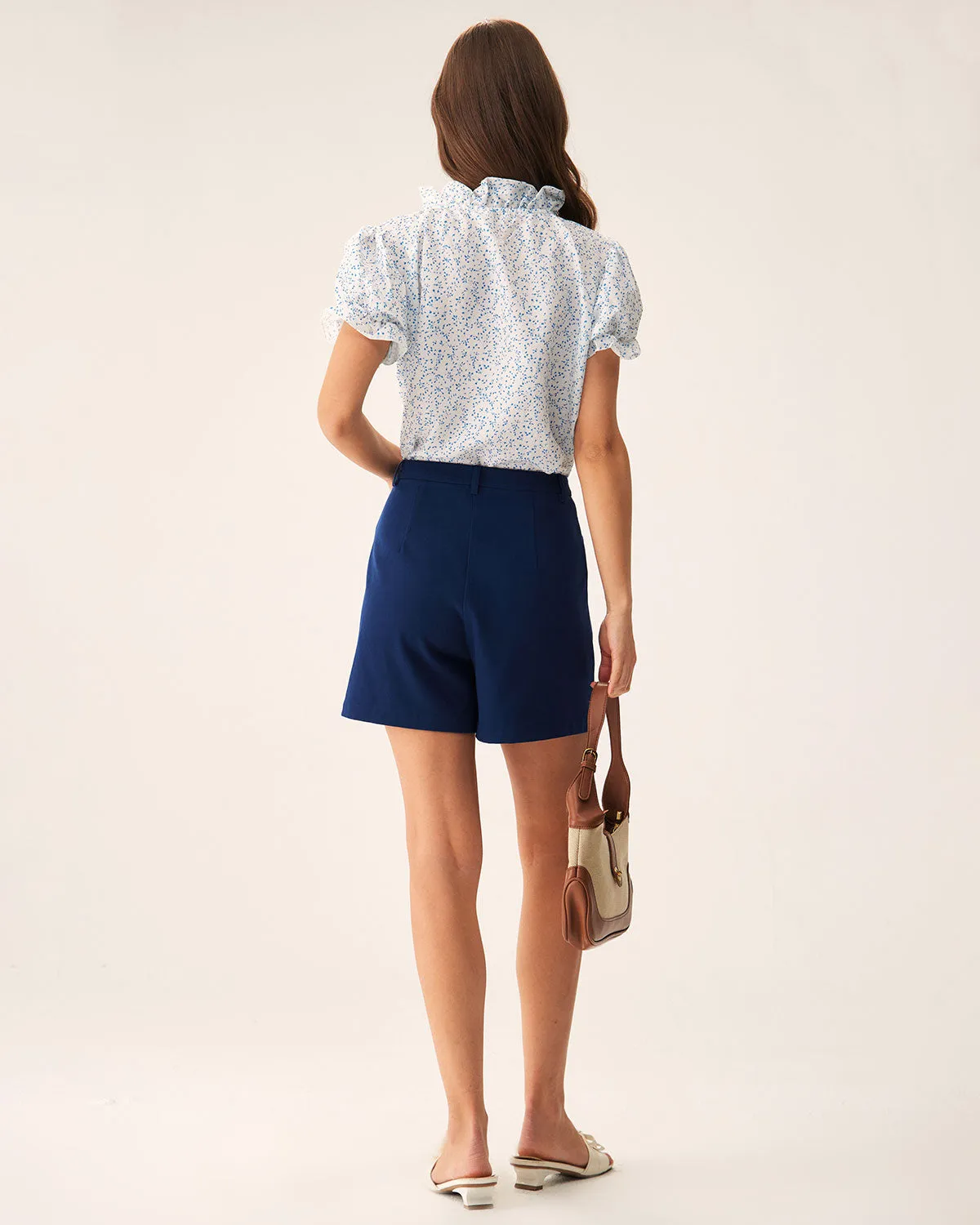 Blue Floral Puffed Sleeve Blouse sold by rihoas product image thumbnail 4