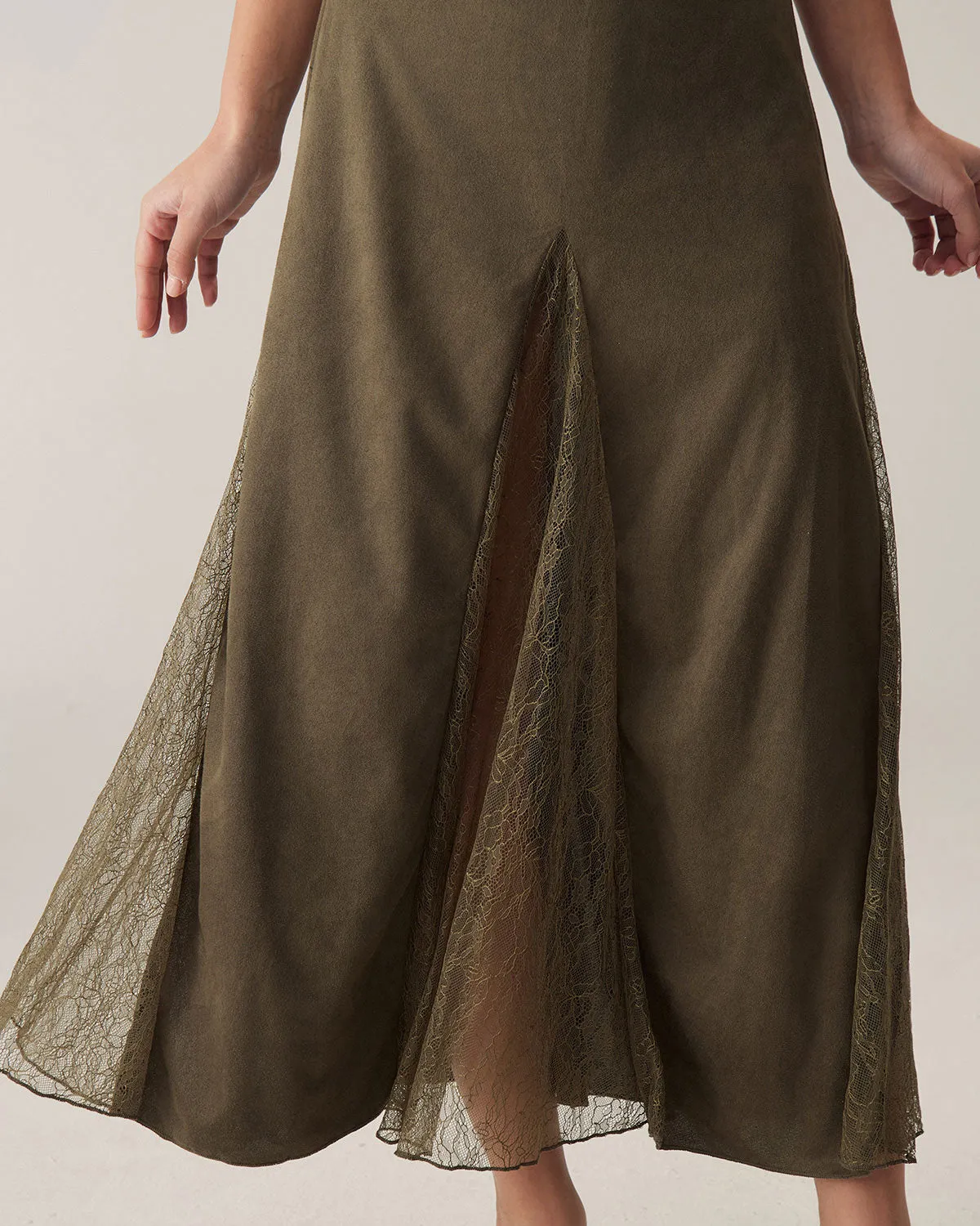 Green Ruffle Lace Splicing Maxi Dress sold by rihoas product image thumbnail 3