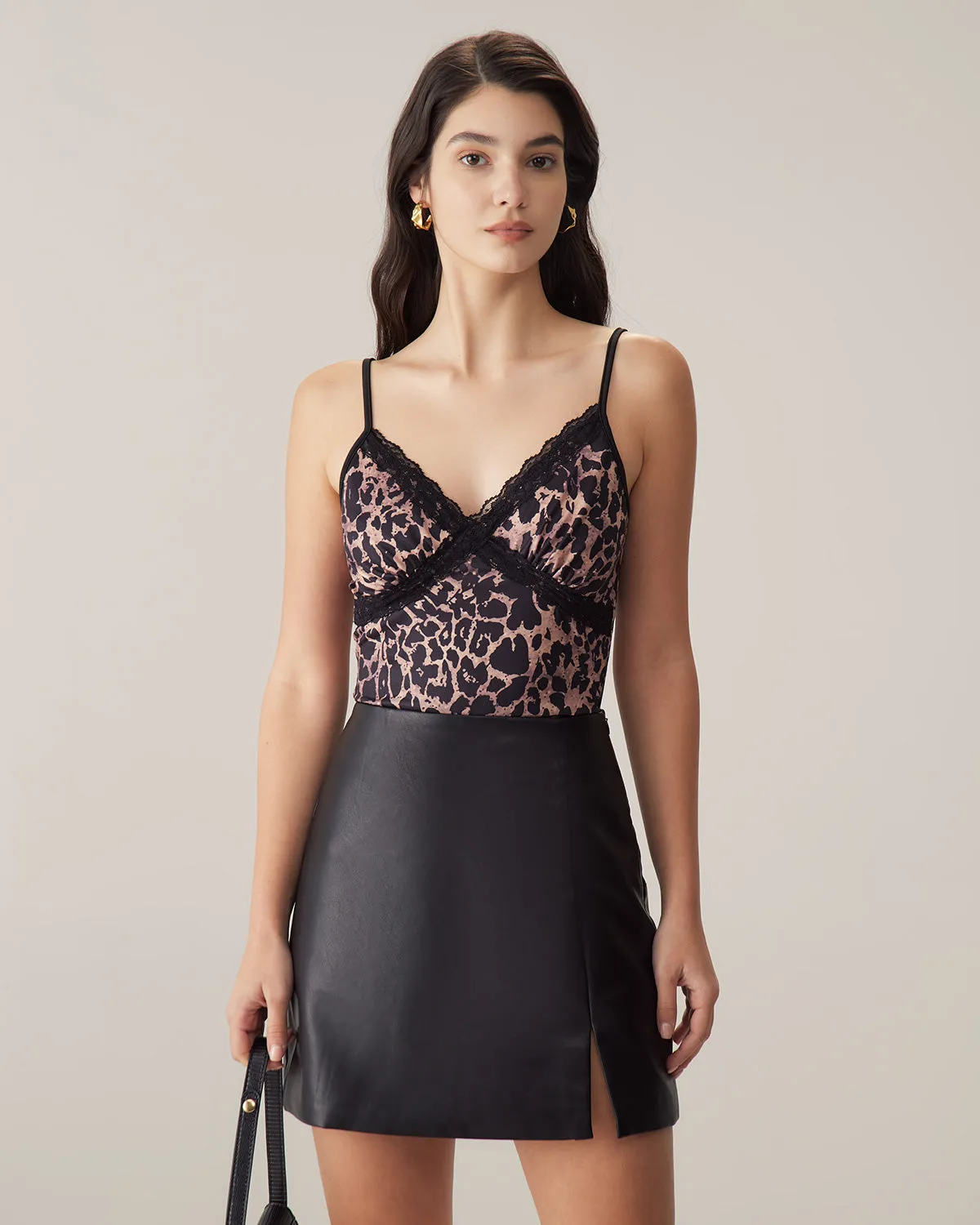 Brown Lace Slim Cami Top sold by rihoas product image thumbnail 3