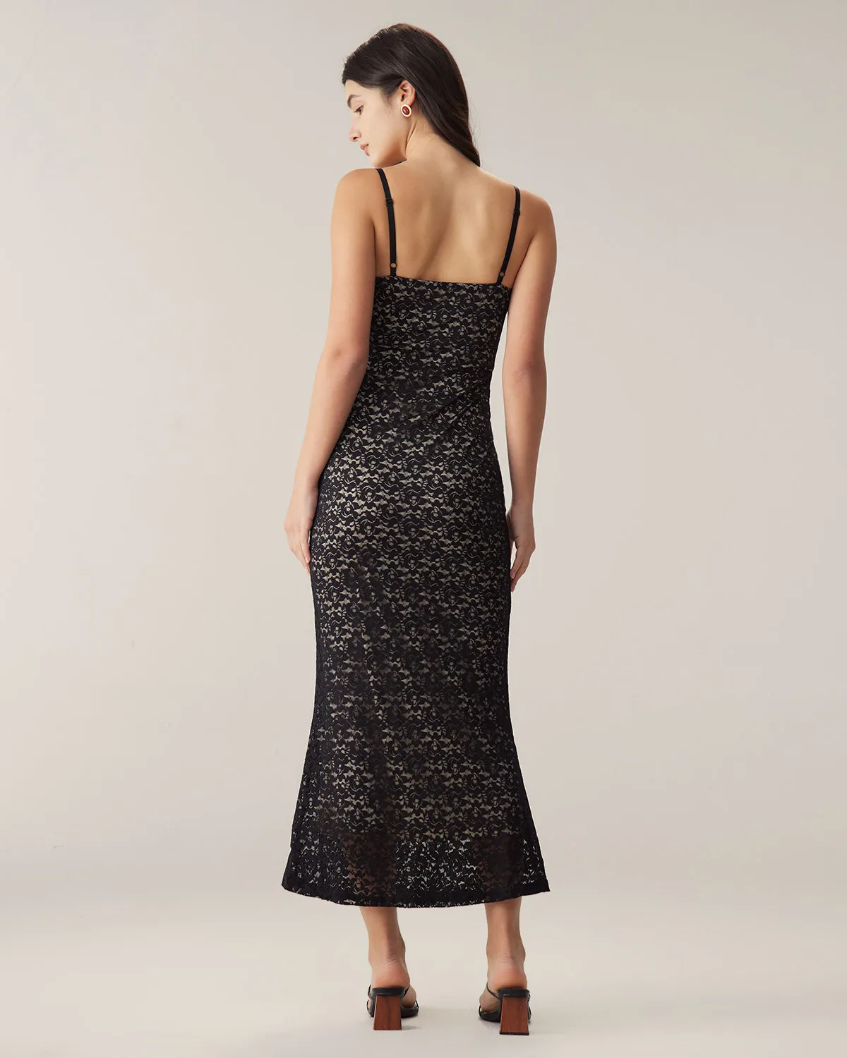 Black Lace Bodycon Slip Maxi Dress sold by rihoas product image thumbnail 4