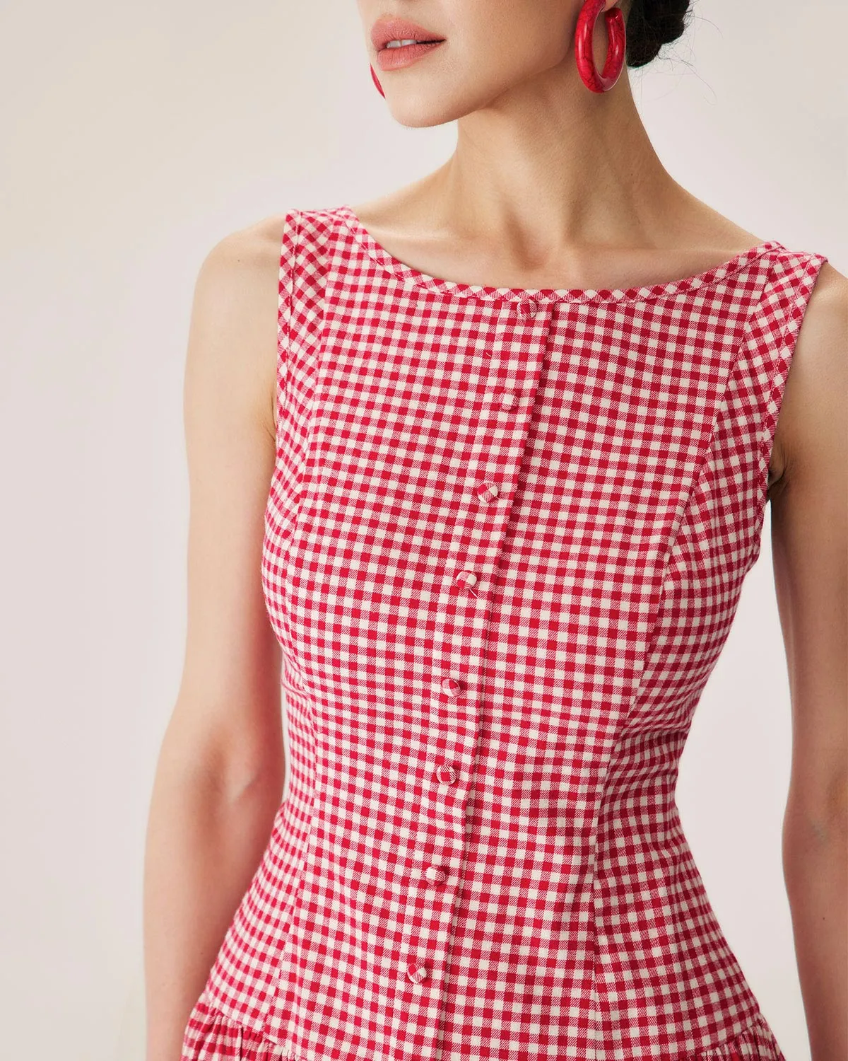 Red Plaid Boat Neck Mini Dress sold by rihoas product image thumbnail 2