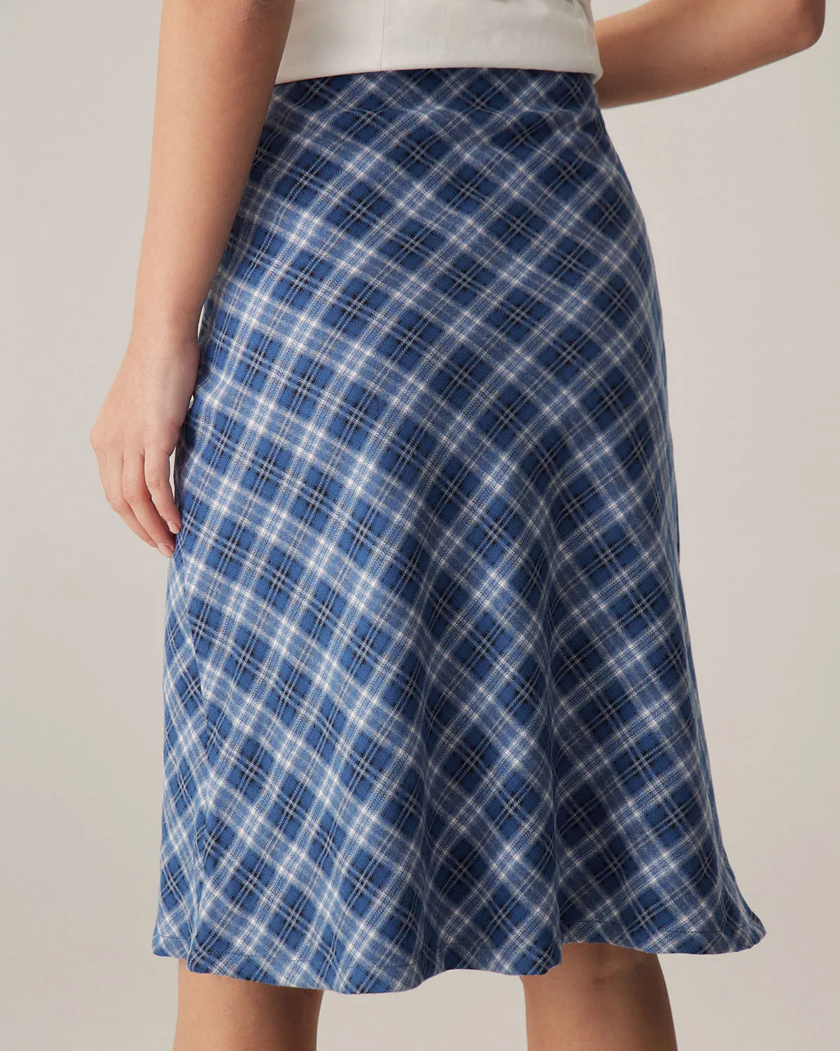 Blue Plaid Straight Midi Skirt sold by rihoas product image thumbnail 3