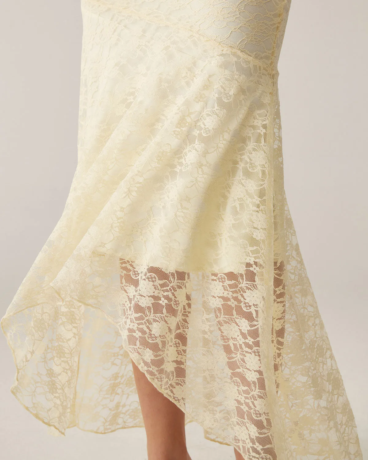 Beige Lace Straight Maxi Skirt sold by rihoas product image thumbnail 2