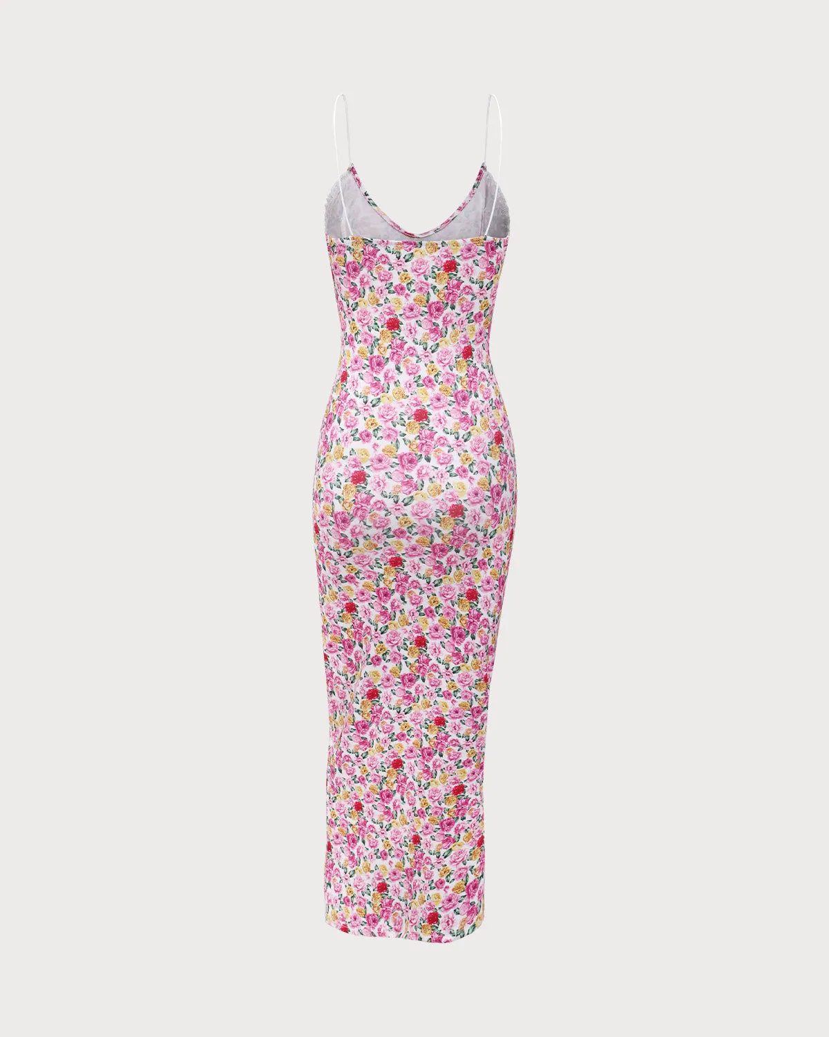 Pink Floral Bodycon Slip Maxi Dress sold by rihoas product image thumbnail 2