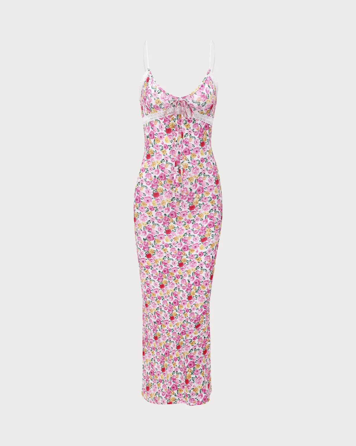 Pink Floral Bodycon Slip Maxi Dress sold by rihoas
