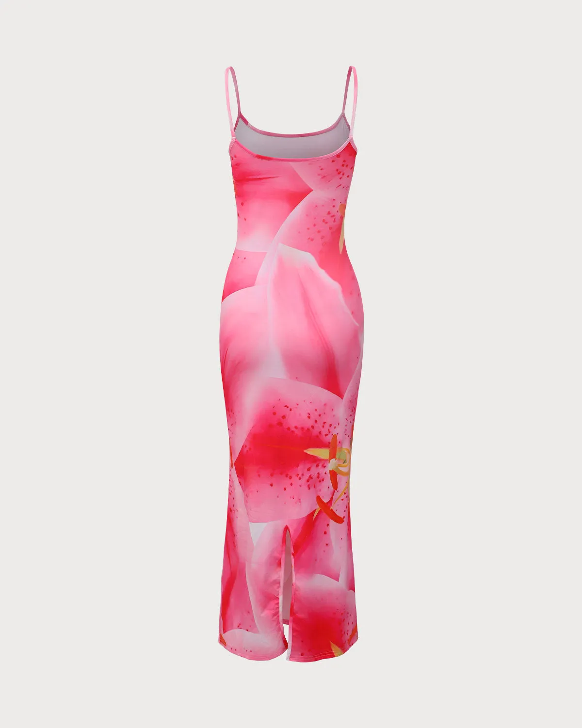 Pink Floral U Neck Bodycon Maxi Dress sold by rihoas product image thumbnail 2