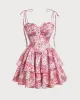 Pink Floral Tiered Slip Mini Dress sold by rihoas