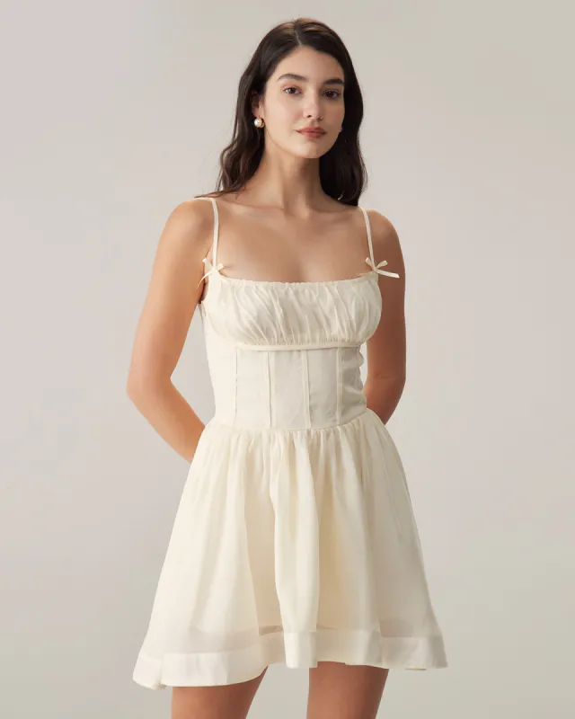Beige Ruched Slip Mini Dress sold by rihoas