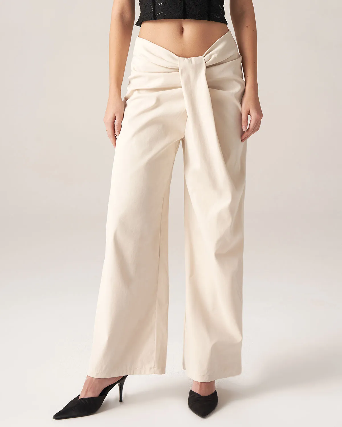 Bettydress-White Pleated Wide-Leg Pants sold by rihoas