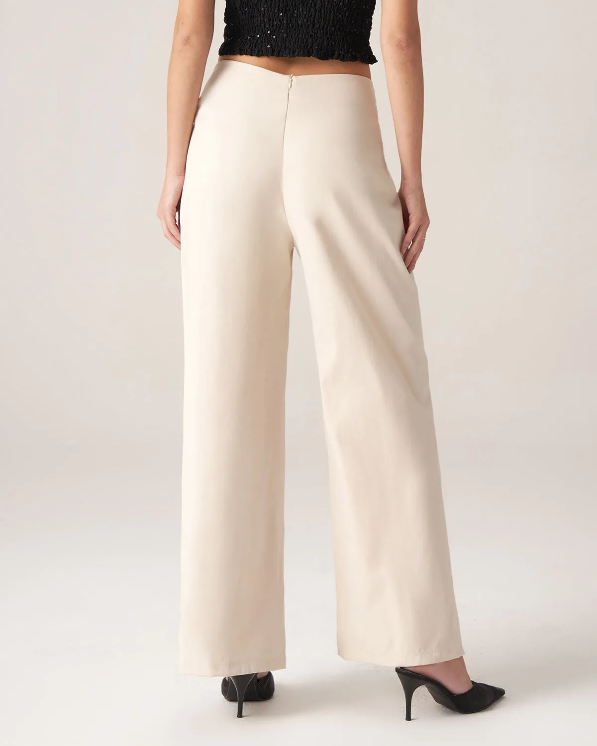 Bettydress-White Pleated Wide-Leg Pants sold by rihoas product image thumbnail 4