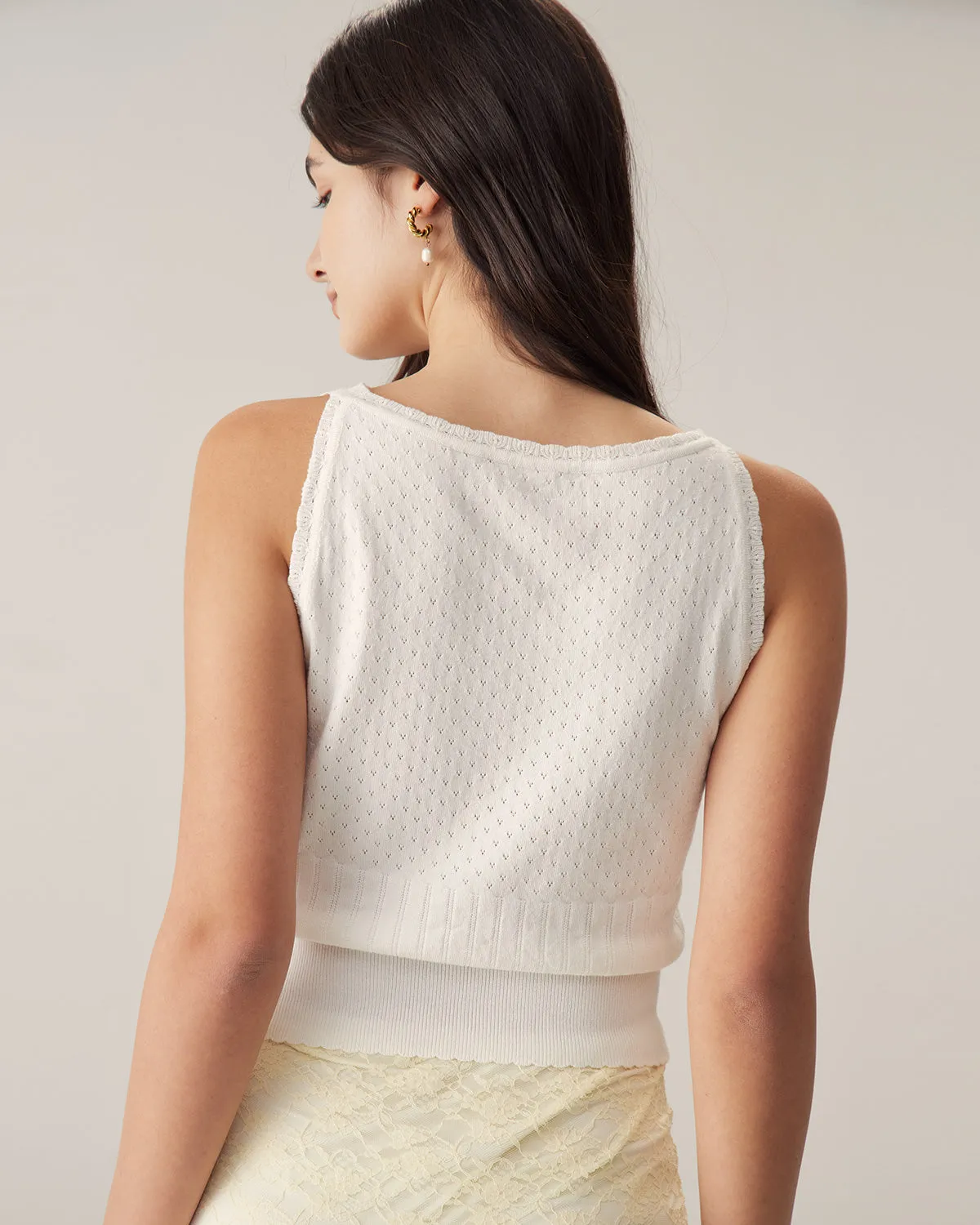 White Boat Neck Slim Tank sold by rihoas product image thumbnail 4