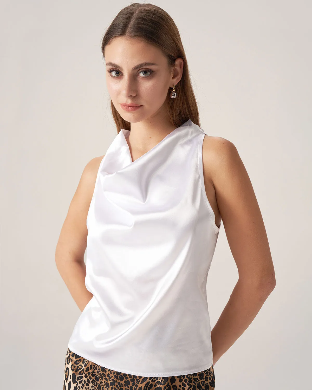 Bettydress-White Satin Cowl Neck Vest sold by rihoas