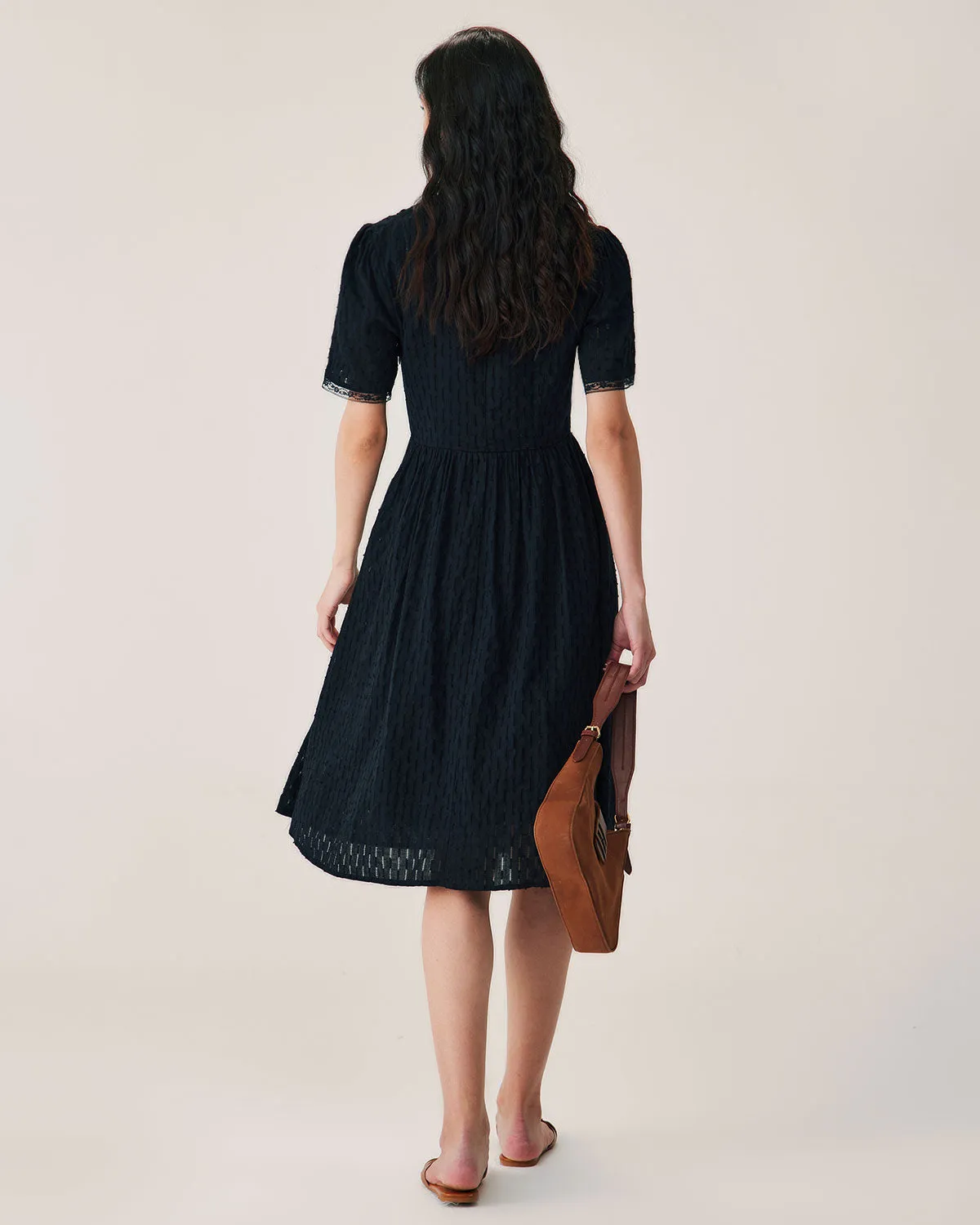 Black Lace Button Midi Dress sold by rihoas product image thumbnail 5