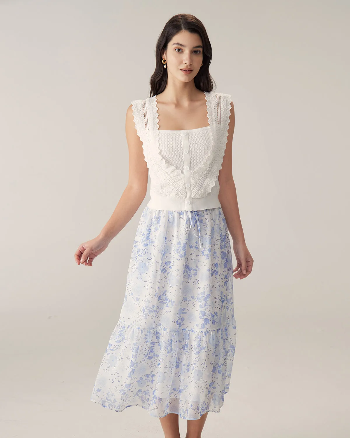 White Ruffle Embroidery Tank sold by rihoas product image thumbnail 3