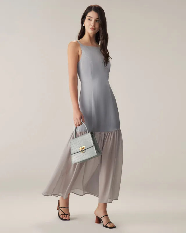 Grey Contrasting Slip Mermaid Maxi Dress sold by rihoas