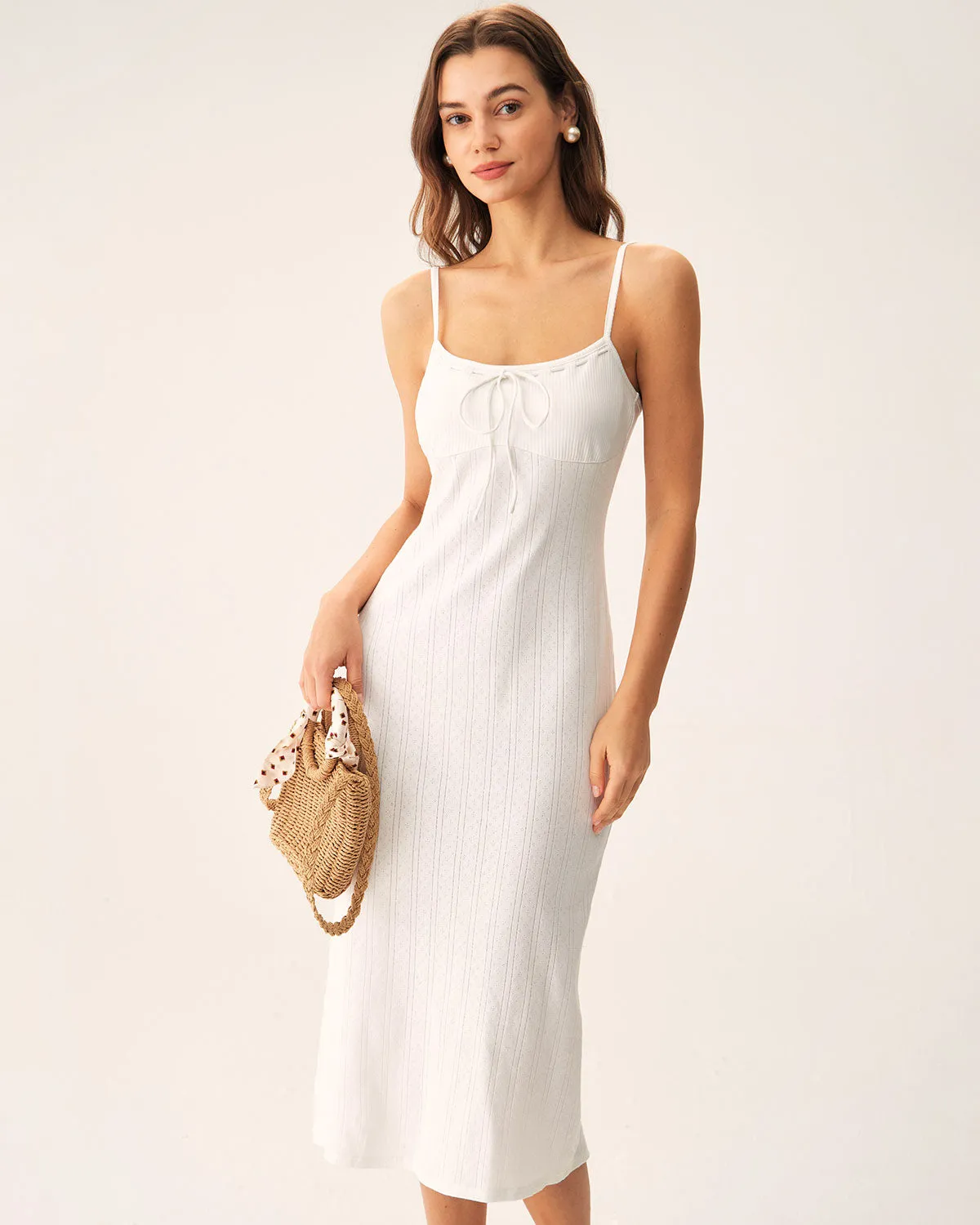 White Bodycon Slit Slip Midi Dress sold by rihoas product image thumbnail 4