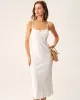 White Bodycon Slit Slip Midi Dress sold by rihoas