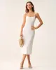 White Bodycon Slit Slip Midi Dress sold by rihoas