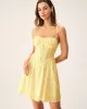 Yellow Ruched Corset Slip Mini Dress sold by rihoas
