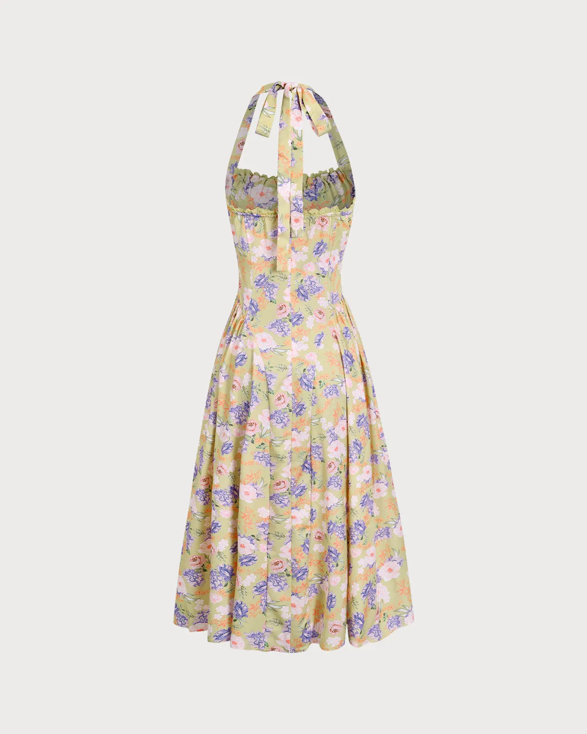Floral Ruched Halter Midi Dress sold by rihoas product image thumbnail 2